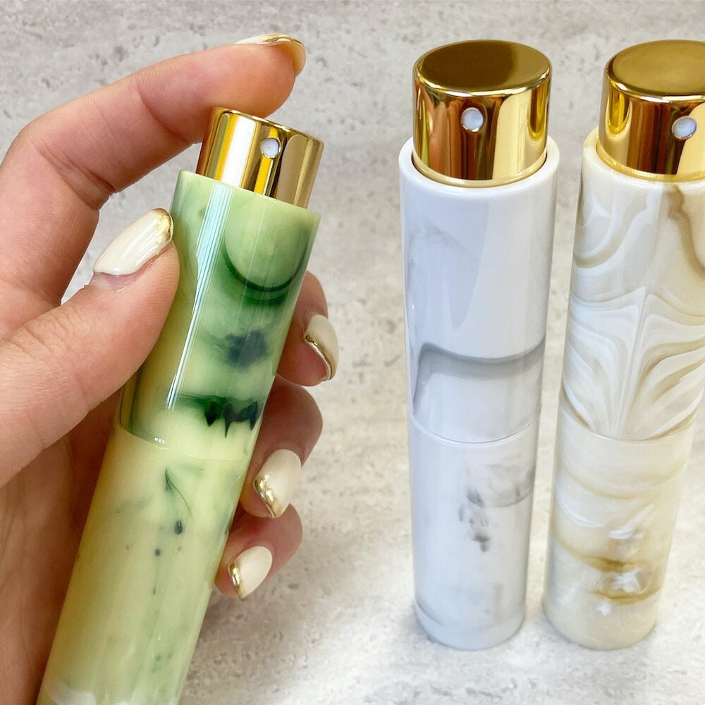 市場 香水 大理石 回転式 3種類 スプレー 10ml ガラス ベージュ グリーン ホワイト アトマイザー