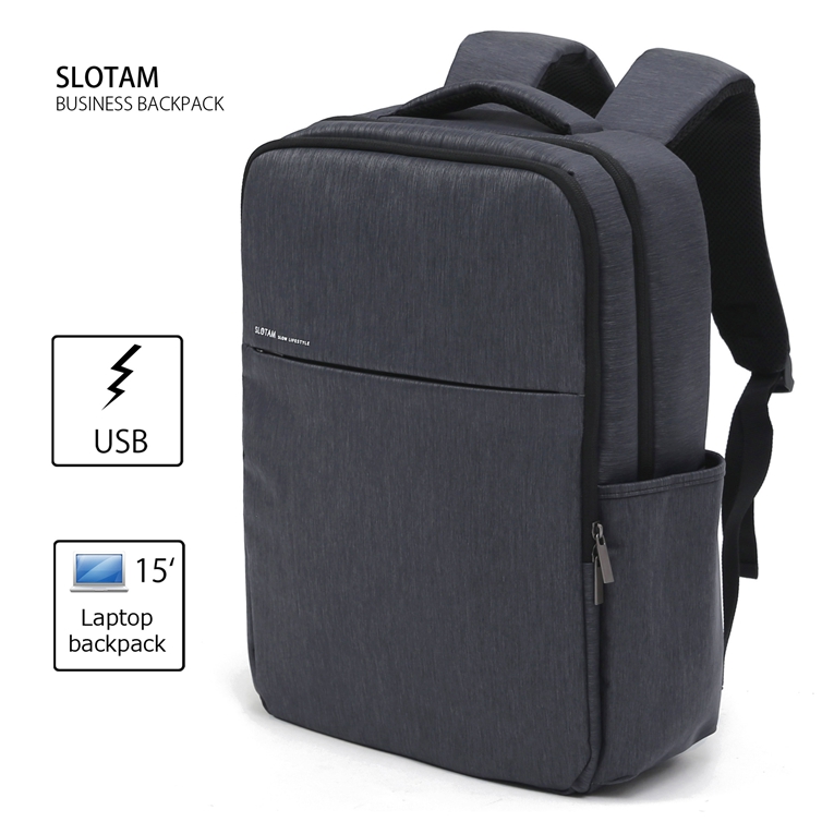 SLOTAM ビジネスリュック 軽量 15インチ PCバッグ USB 充電ポート ビジネスリュック メンズ レディース コンパクト 防水 バックパック ラップトップバックパック 耐傷付き グレー