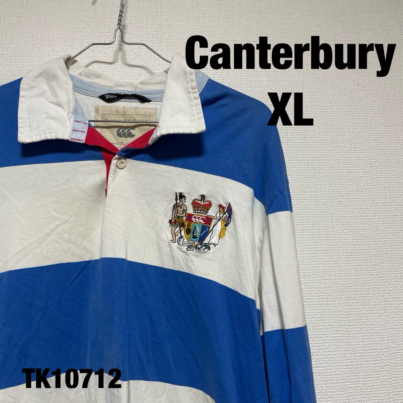 CANTERBURY　スウェット　ラガーシャツ　ハーフボタン　刺繍ロゴ　Ｌ CANTERBURY スウェット ラガーシャツ ハーフボタン 刺繍ロゴ L