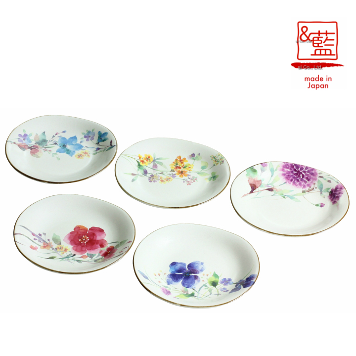 楽天市場】美濃焼【＆藍】花音色 5客花型多用皿 | 取り皿