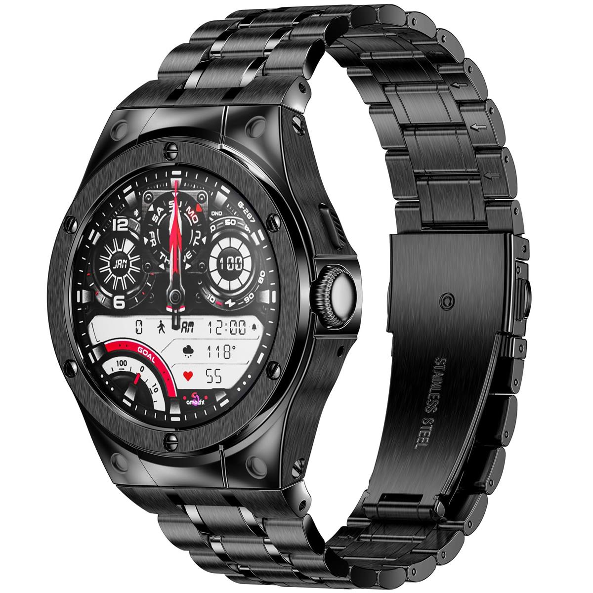 ステンレススチールケースとバンド Google Pixel Watch 3 と互換性 Google Pixel Watch 45mm用ストラップ付きメタル保護バンパーカバー 男女兼用 ブラック MioHHR