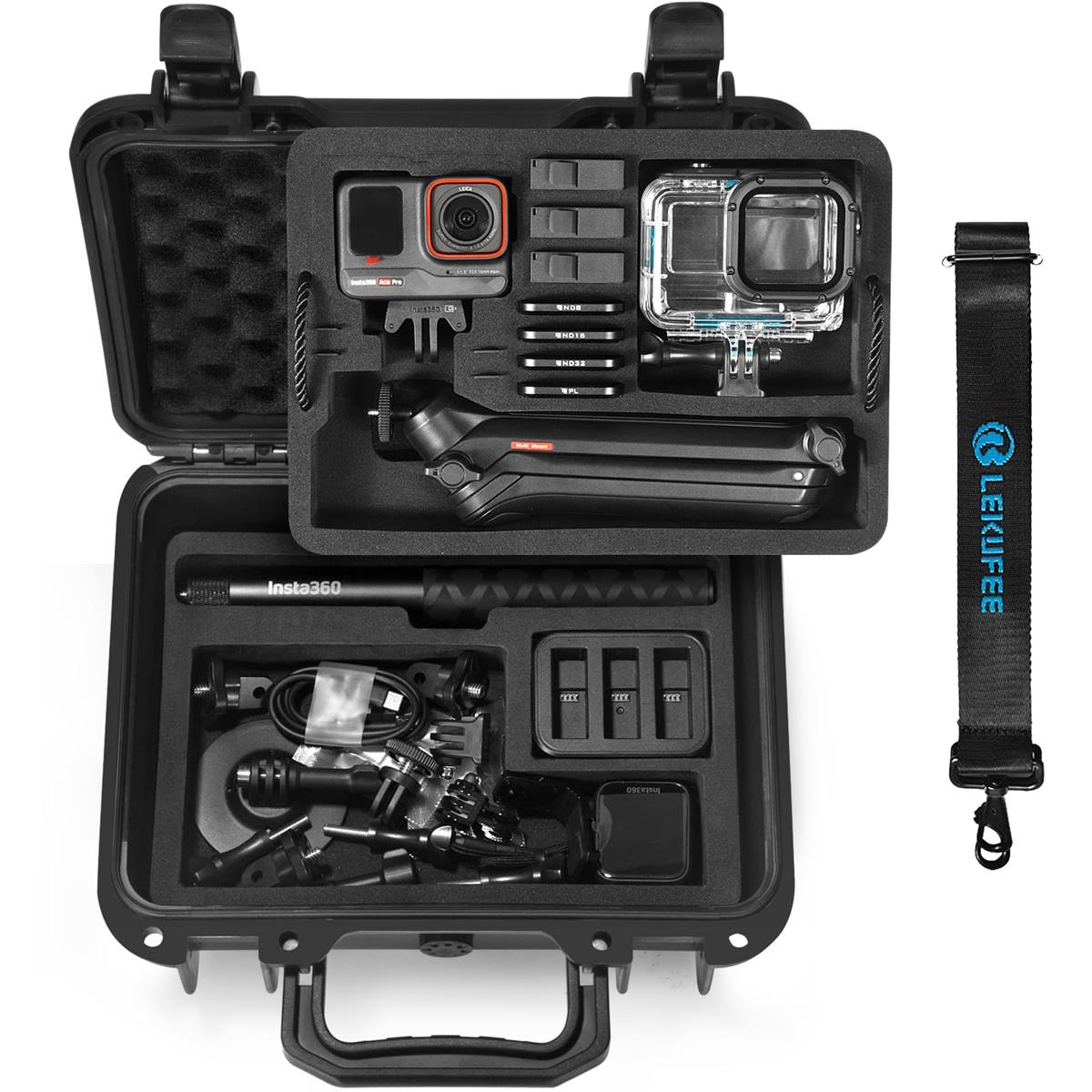 Lekufee Insta360 Ace Pro 2防水ハードケース Insta360 Ace Pro/Insta360 Ace アクションカメラ、Vlogging カメラ、ライブストリーミング、アクセサリーに対応 (ケースのみ)