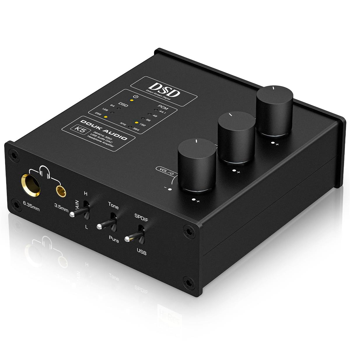 ハイレゾ USB ヘッドホンアンプ DAC: 32bit/384kHz DSD256対応 トーンコントロール付き 16～600Ω対応 コンパクト設計 音楽制作/ゲーミングヘッドホン向け Nobsound