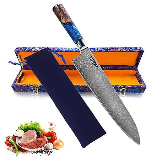 牛刀 肉切り包丁 ダマスカス V金10号 刃渡り240mm 万能包丁 よく切れる 料理 ステンレス 美しい高級67層ダマスカス包丁 Utaki