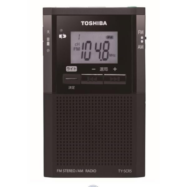 TOSHIBA(東芝) 衣嚢ラジオ受信機 TY-SCR5(K) 小型 持っていくラジオ受信機 FM/AM 金棒引き内蔵 イヤ電話機相応う 高感じやすさ 防災グッズ 乾電池式 軽さ パウダーコンパクト 通い 通学 駆け込み寺用 家電-その他