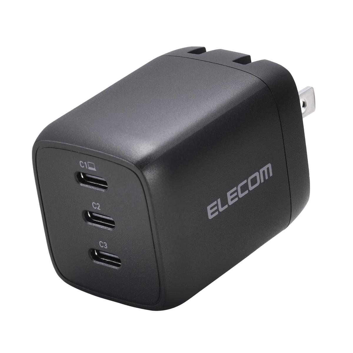 エレコム 申し受ける器 67W 3界面 USB-C×3 自動小銃分かちあう USB PD相応う 律動的な調子式繋ぎやとい入れる 黒いこと MPA-AC11167BK