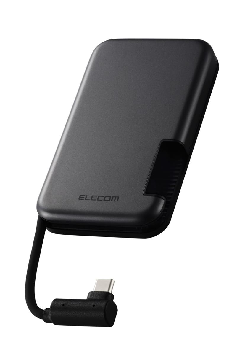 エレコム 外付けSSD 1TB USB3.2(Gen2) Type-C ケーブル一体型 iPhone15 / 15Pro 対応 ESD-EPB1000GBK
