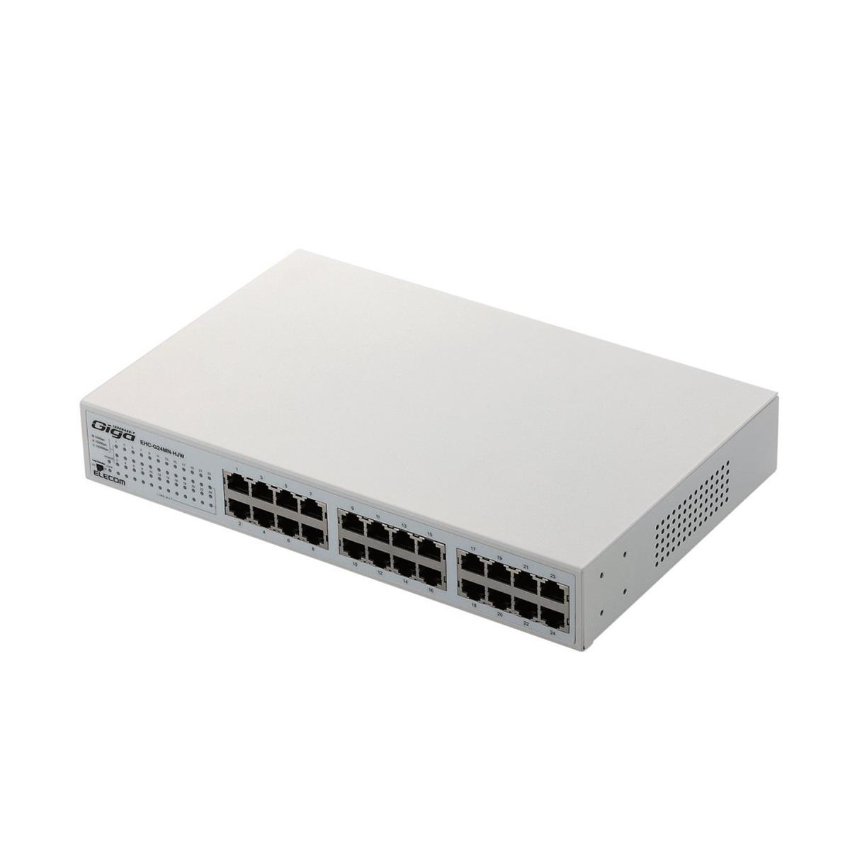 エレコム スイッチングハブ ギガビット 24ポート マグネット付き 電源内蔵 金属筺体 EHC-G24MN-HJW|Level-H