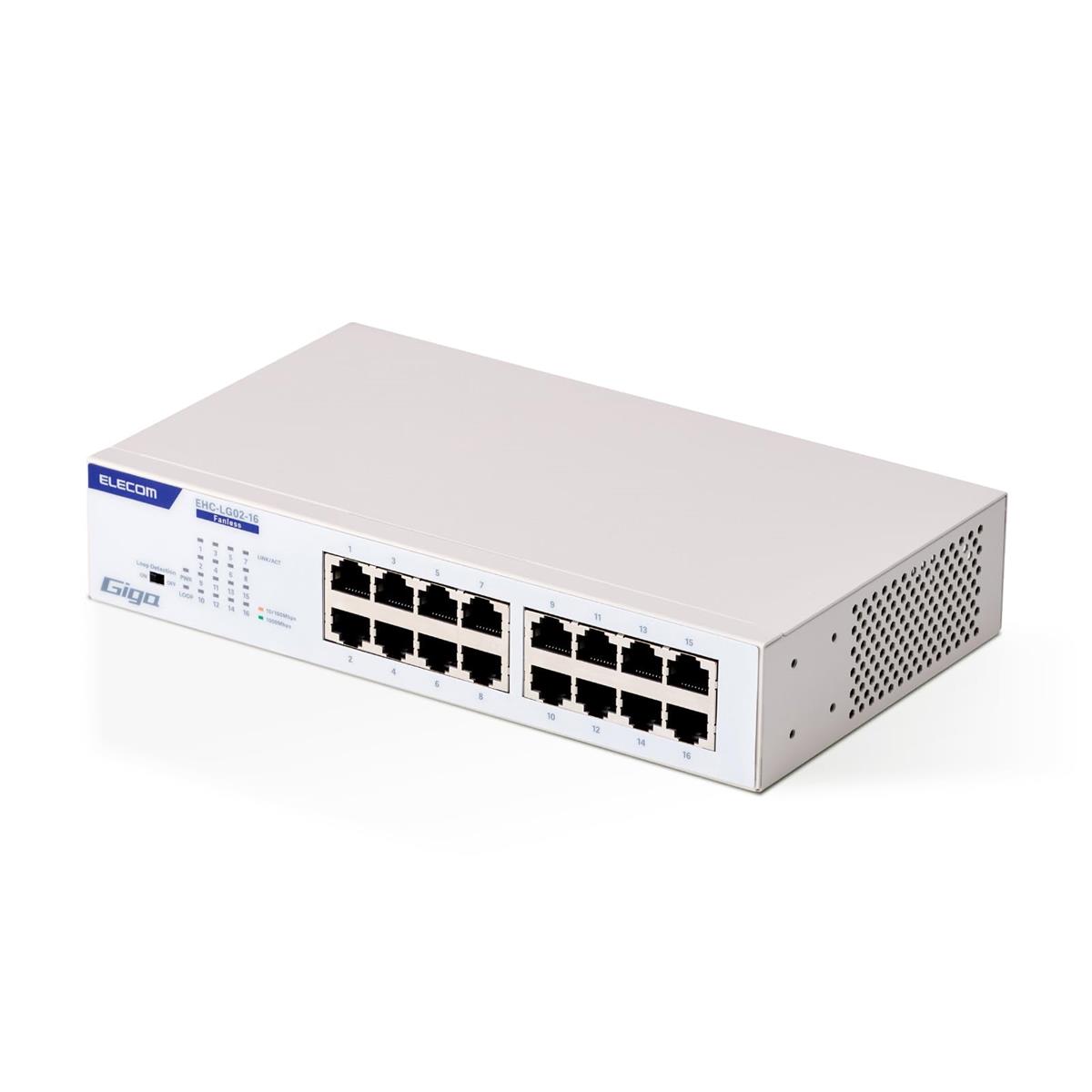 エレコム スイッチングこしき ギガビット 1G 16界面 ワット数内蔵 金属元素筺体 静音気違い受け答え EHC-LG02-16