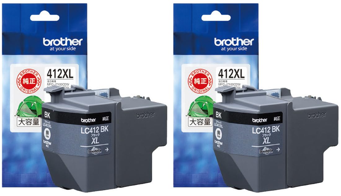 ブラザー工業 LC412XLBK 完全無欠 インキ薬莢（ 黒いこと ）2本書き割り MFC-J7100CDW MFC-J7300CDW 相応う