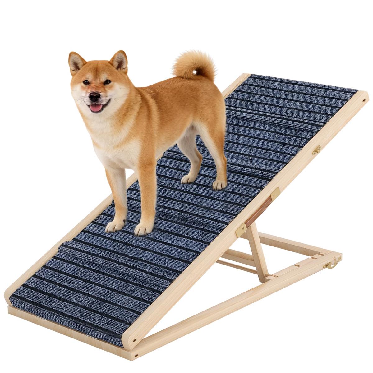 犬 スロープ ペットスロープ ドッグステップ 犬用階段 折りたたみ 木製 4段高さ調節可能 滑り止め付き 段差なし設計 高齢犬 介護用 耐荷重40kg 小型中型犬用 幅40cm 長さ100cm Yocanpet