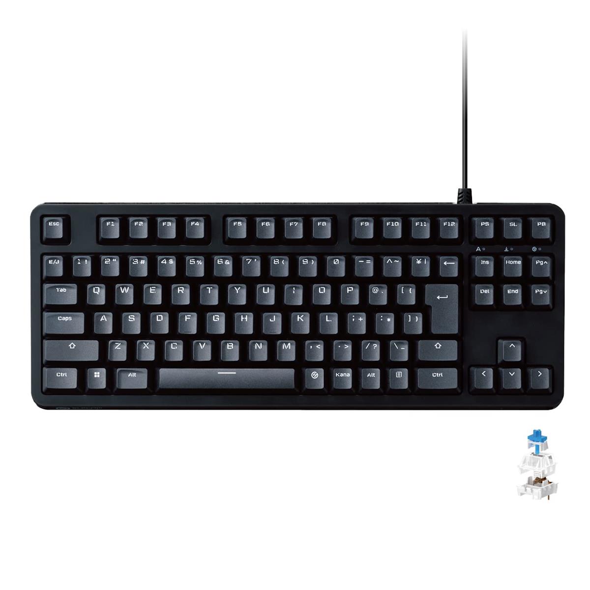 エレコム ゲーミングキーボード 有線 力学的 5000万回高耐久取り替えっこ召しかかえる 全キーロールオーバー クリッキー 青軸 日本語取り合わせ テンキー受け答え 黒いこと TK-キーパー20CBK