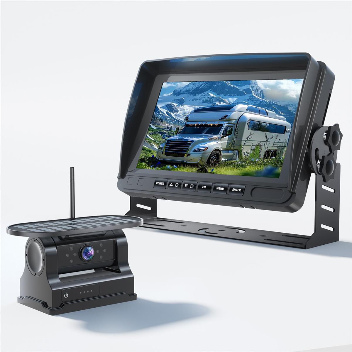 バックモニター ワイヤレス 7インチモニター ワイヤレスバックカメラ USB充電式カメラ ソーラー充電可能 DIYガイドライン 正像/鏡像切替 IP67防水 暗視機能 充電式トラックカメラ ワイヤレスバックカメラ 12V-24V対応 1080P OBEST|Level-H