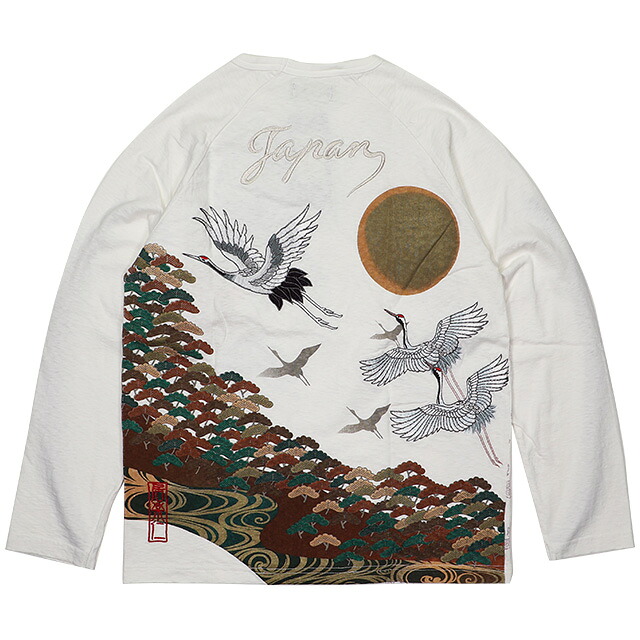 (イオラニ) 居楽仁 翔鶴柄スカロンT (LS:TEE)(COLOR:WH) ロンT 長袖 Tシャツ カットソー 国内正規品|LEVEL6