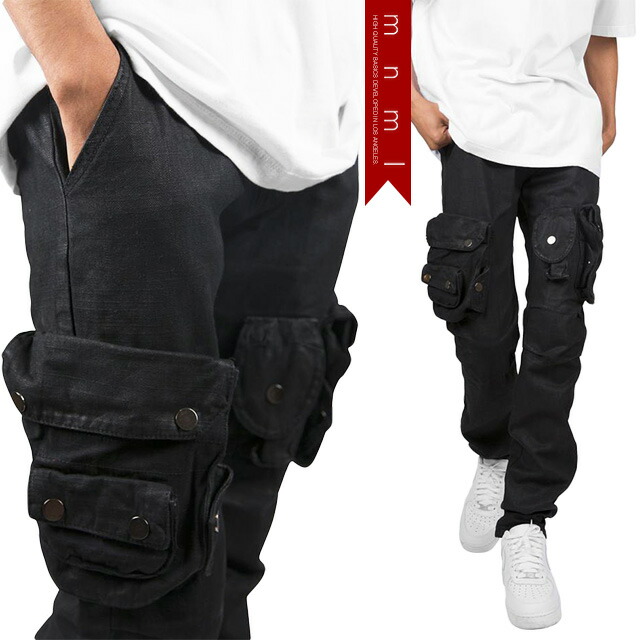 【楽天市場】(ミニマル) mnml WAXED DENIM CARGO PANTS BLACK (LSPANTS)(COLORBK
