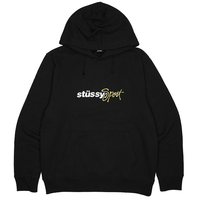 店舗 パーカー プルオーバー HOODED EMBROIDERED ステューシー SPORT 国内正規品 ストックロゴ スウェット 118445-BK STUSSY  HOODIE トップス