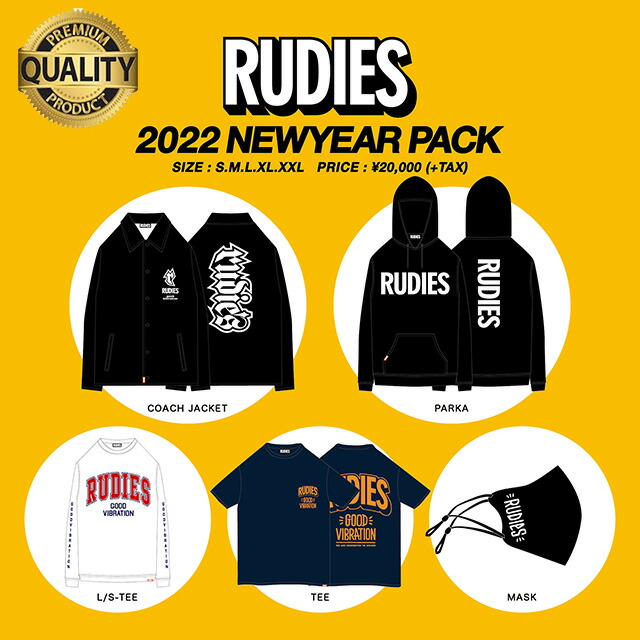 (ルーディーズ) RUDIE\u0027S 2022 NEWYEAR PACK (HAPPY PACK)(2022NP-AS) 2022年 福袋 コーチジャケット パーカー ロンＴ Ｔシャツ 恍ける 国内定め事品