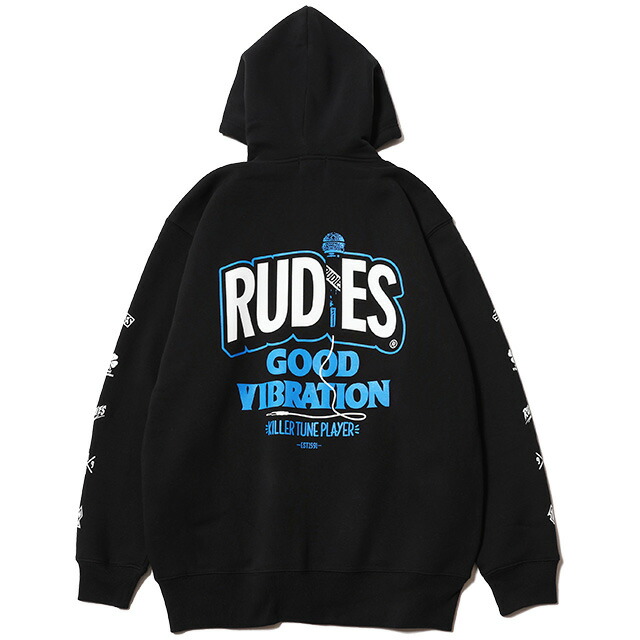 (ルーディーズ) RUDIE'S MICROPHONE ZIPHOOD SWEAT (ZIP HOOD)(86566-BK) スウェット パーカー フルジップ 国内正規品｜LEVEL6