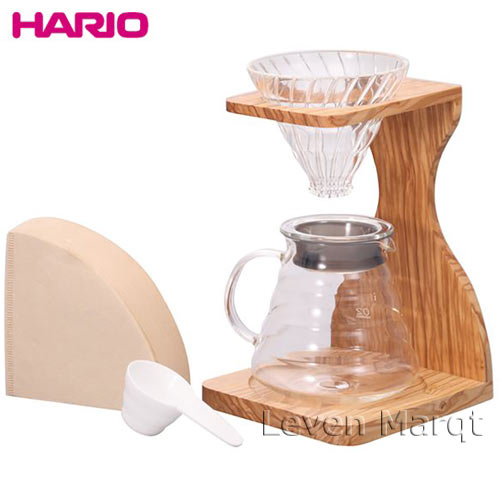 【貨物輸送無料】ハリオ HARIO V60オリーブウッドスタンドセット VSS-1206-OV【珈琲/御手々ドリップ/サーヴァー】