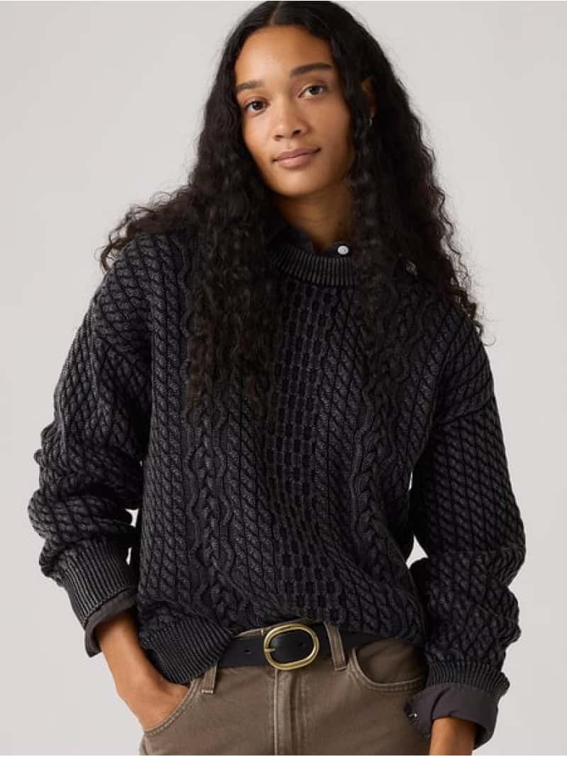 【SALE／20%OFF】LEILAH ケーブルクルーネックセーター Levi\u0027s リーヴァイズジーンズ トップス スウェット・トレーナー【RBA_E】【貨物輸送無料】[ Fashion]