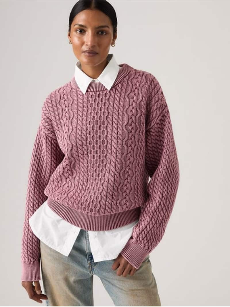 LEILAH ケーブルクルーネックセーター Levi's リーバイス トップス スウェット・トレーナー【送料無料】[ Fashion]
