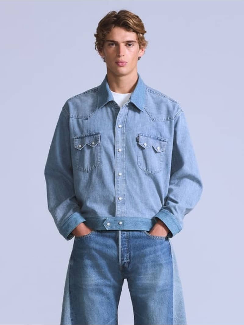 BLUETAB(TM) CUSTOMIZED EDITION SAWTOOTH SHIRT Levi's リーバイス ジャケット・アウター デニムジャケット ネイビー【送料無料】[ Fashion]｜Levi&rsquo;s