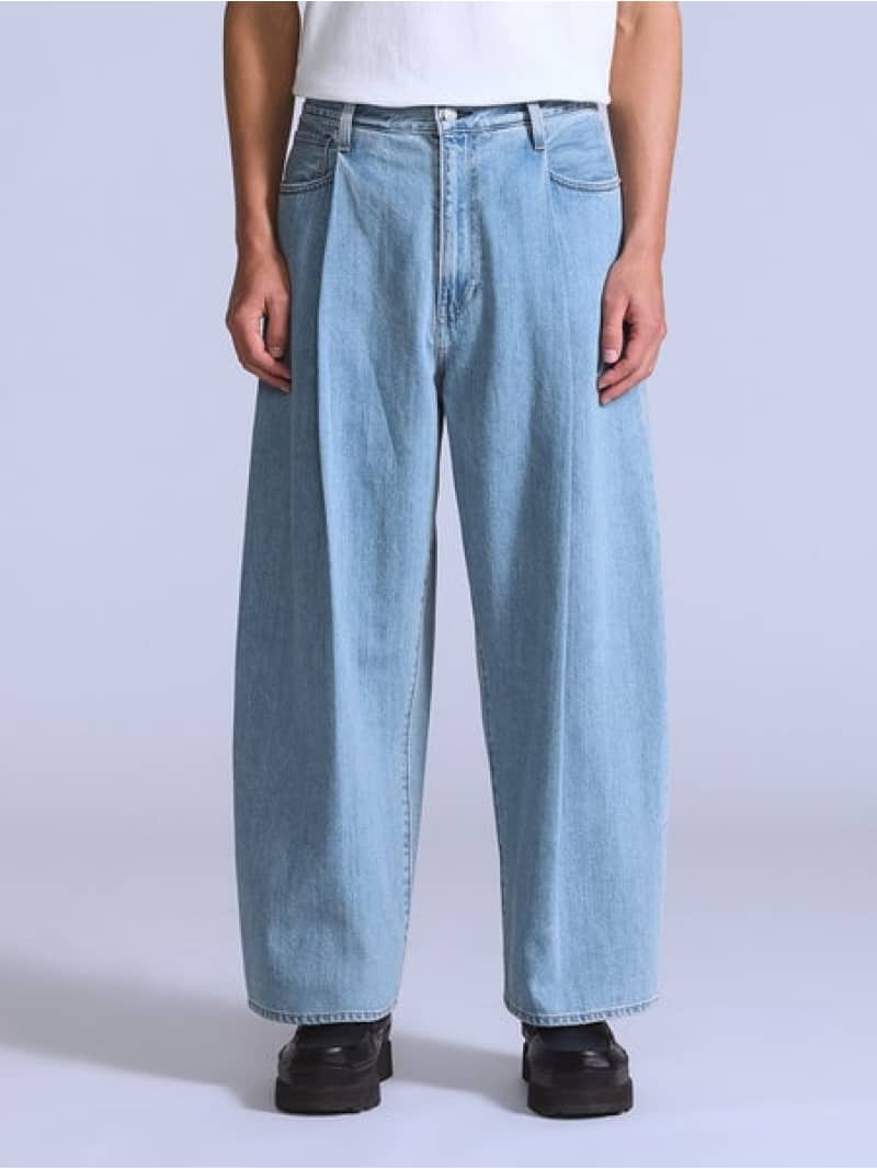 BLUETAB(TM) ワイドプリーツ CROP ジーンズ ライトインディゴ Levi's リーバイス パンツ ジーンズ・デニムパンツ ネイビー【送料無料】[ Fashion]
