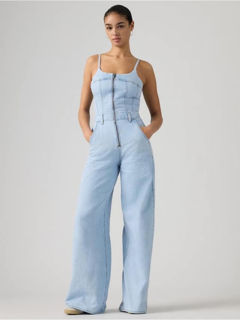 【SALE／50%OFF】ビスチェジャンプスーツ Levi's リーバイス オールインワン・オーバーオール オーバーオール・サロペット ネイビー【RBA_E】【送料無料】[ Fashion]｜Levi&rsquo;s
