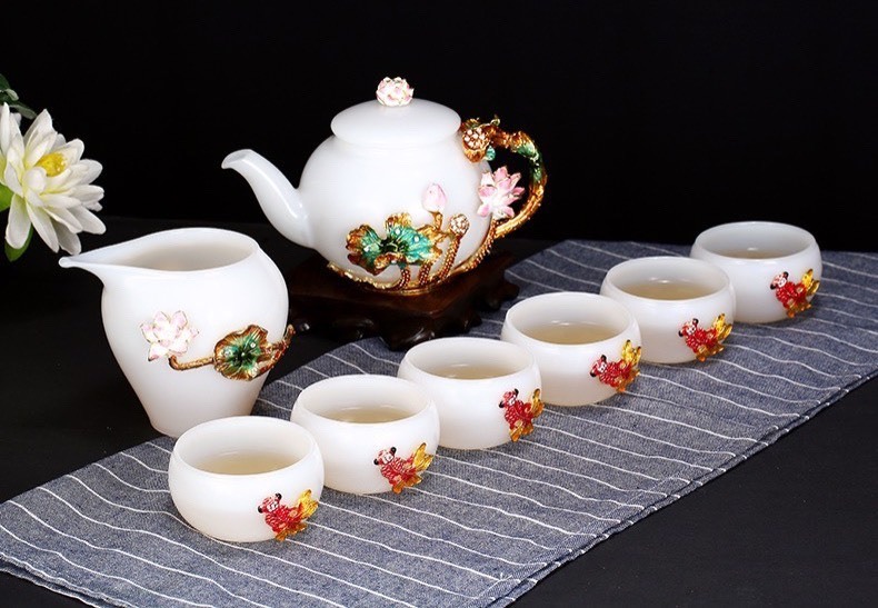 客茶器揃 茶器書き割り 茶の葉 湯呑み 急須茶器書き割り