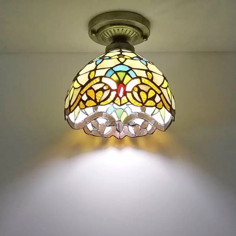 ステンドグラス　ペンダントライト豪華天井照明ステンドグラスランプ ガラス工芸品． 電源直結タイプ 48,848円