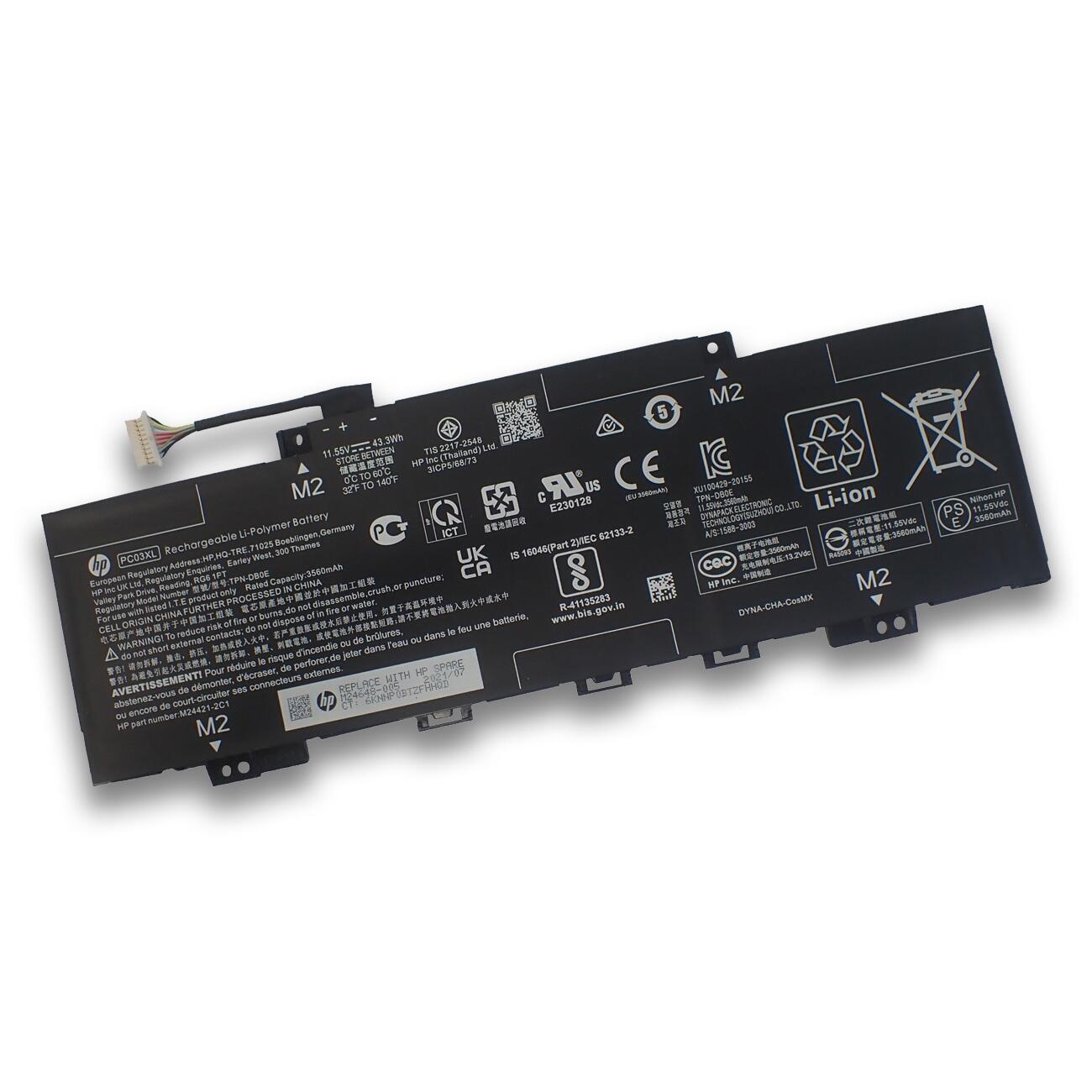 新品 純正 HP Pavilion Aero 13-be0000 13-be1000 13-be200 Pavilion x360 14-dy 交換用内蔵バッテリー 11.55V 43.3Wh HSTNN-OB1W PC03XL