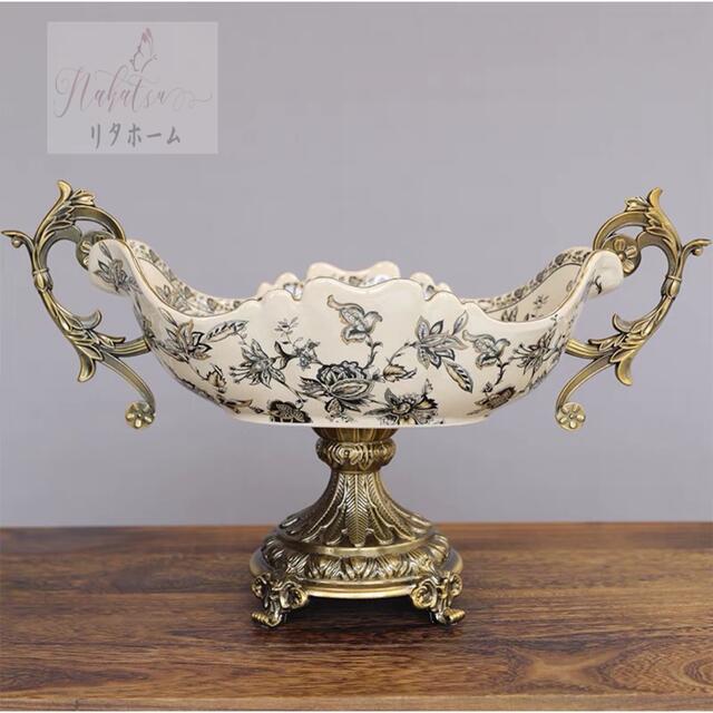高級果物皿　盛り皿 お菓子皿、フルーツプレート、花柄豪華～果物カゴ お菓子鉢