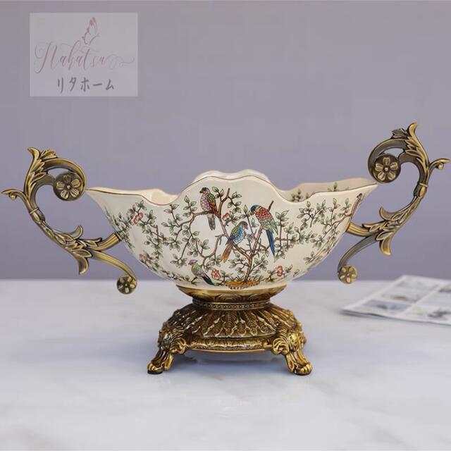 高級果物皿　盛り皿 お菓子皿 フルーツプレート 花柄 豪華 果物カゴ お菓子鉢｜Sinessy 店