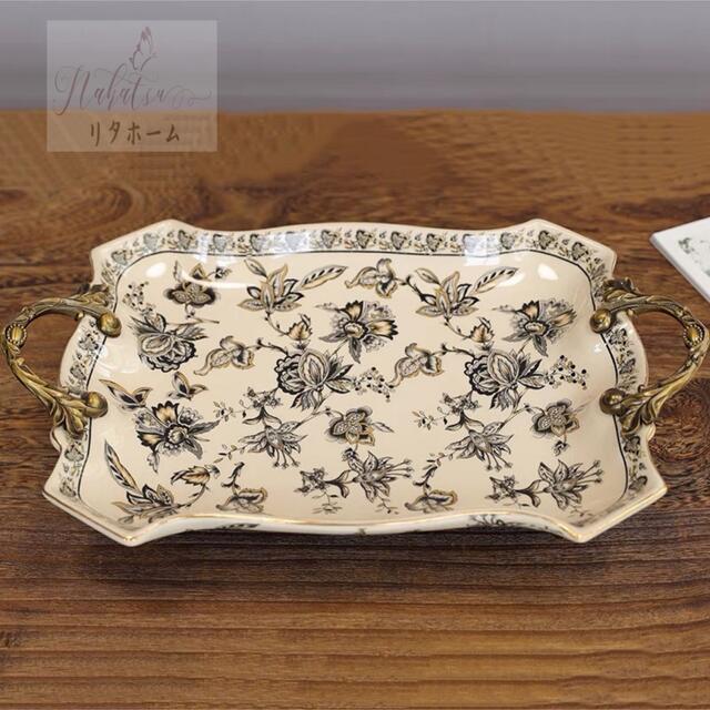 高級果物皿 盛り皿 お菓子皿 フルーツプレート 花柄 豪華 果物カゴ お菓子鉢