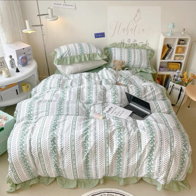 ワイドダブル ベッド用品4点セット 寝具 枕カバー掛け布団カバー ベッドパッド