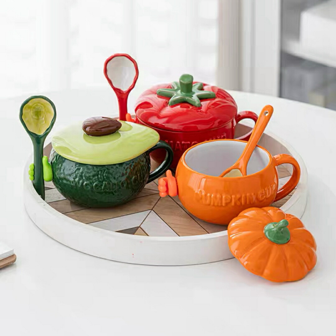 ティー・コーヒーカップセット カップ3客セット カボチャ陶磁器ティーセット｜Sinessy 店 28,686円