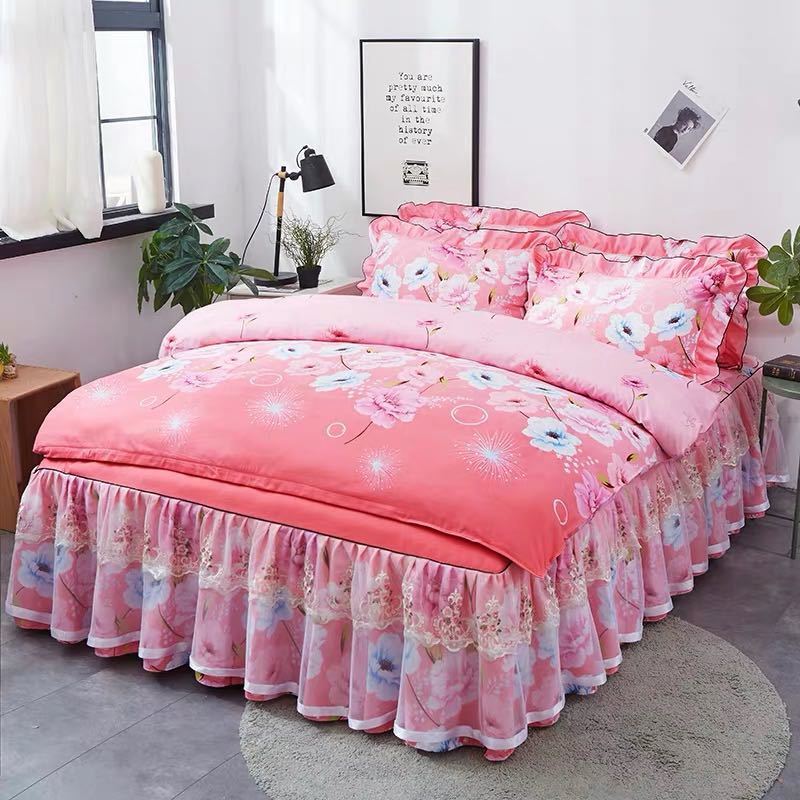 ベッド用品4点セット掛け布団カバー 枕カバー ベッドパッド ワイドダブルサイズ