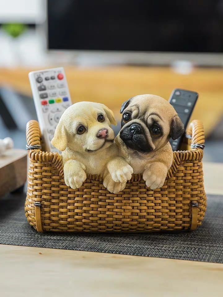パグ 置物 小物入れドッグ 犬 収納ボックス かご 小物入れ