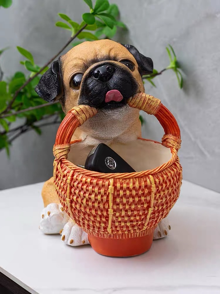 パグ 飾りつけ 小入れもの飼い犬 犬 納めるボックス席 卓上納める 雑貨納める かご PUG小入れもの