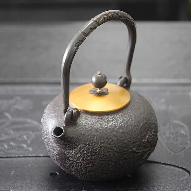鋳鉄 鉄 急須 細工人手作り鉄瓶 湯わかし 提梁壺 茶壺 水壷 煮茶壷 茶道具