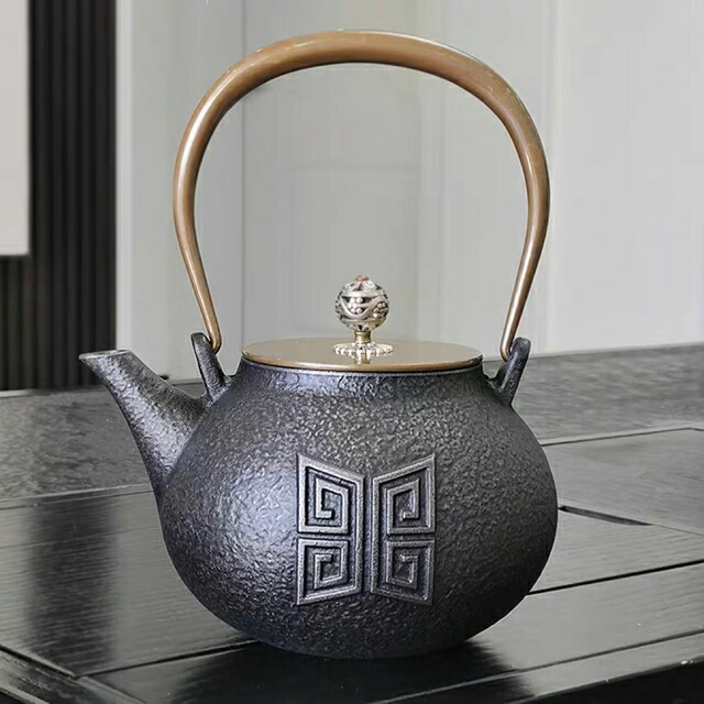 鋳鉄 鉄 急須 細工人手作り鉄瓶 湯わかし 提梁壺 茶壺 水壷 煮茶壷 茶道具