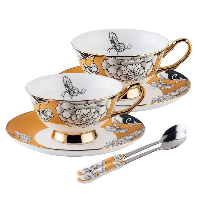 西洋ティー・コーヒーカップセット カップ＆ソーサー4客セット ．陶磁器ティーセット