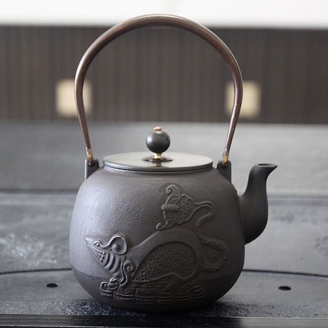 鋳鉄 鉄 急須 細工人手作り鉄瓶 湯わかし 提梁壺 茶壺 水壷 煮茶壷 茶道具