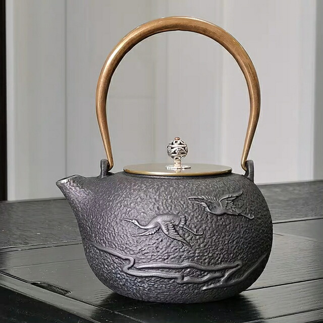 鋳鉄 鉄 急須 細工人手作り鉄瓶 湯わかし 提梁壺 茶壺 水壷 煮茶壷 茶道具