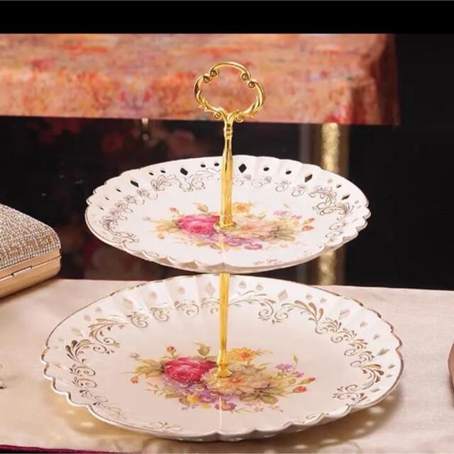ケーキ スタンド プレート2段セット アフタヌーンティー フルーツ トレー 皿｜Sinessy 店