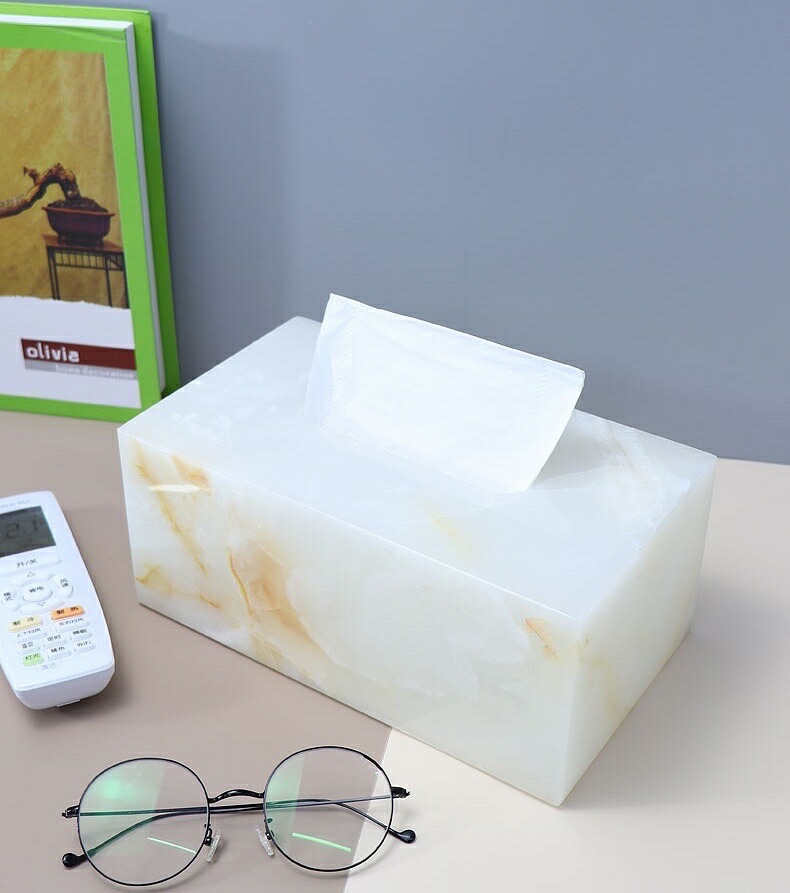高級感のある ティッシュケース ?玉石ティッシュボックス