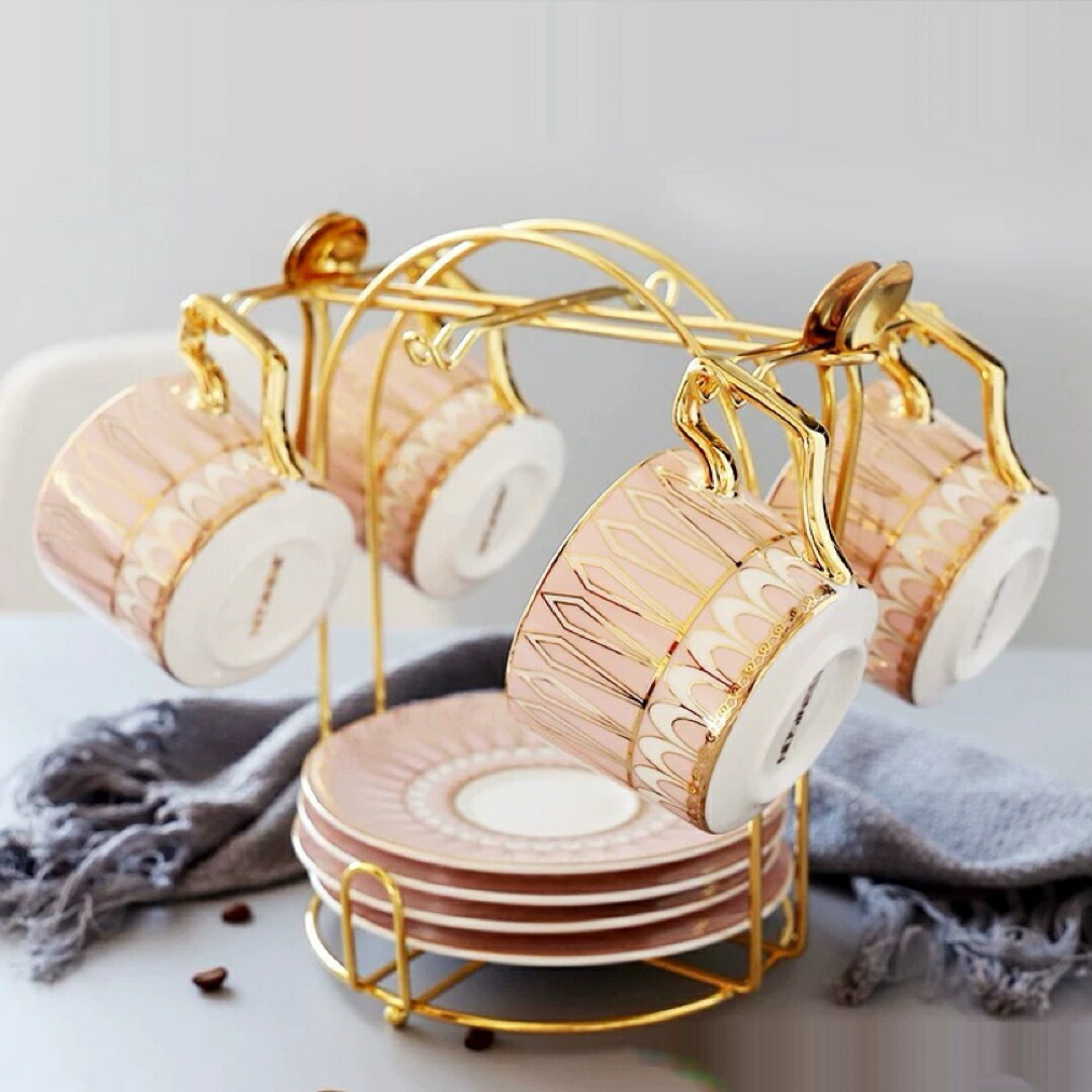 ティー・コーヒーカップセット カップ＆ソーサー4客セット ．陶磁器ティーセット Sinessy 店 新生活用品