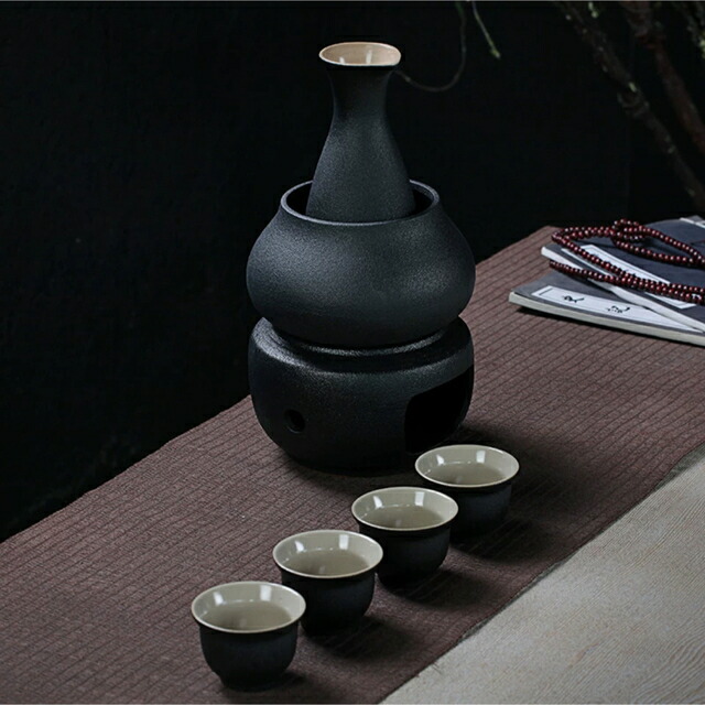 酒器7点セット 陶器 酒燗器付き 徳利 熱燗 冷酒 高級感 清酒用 酒器セット｜Sinessy 店 21,418円