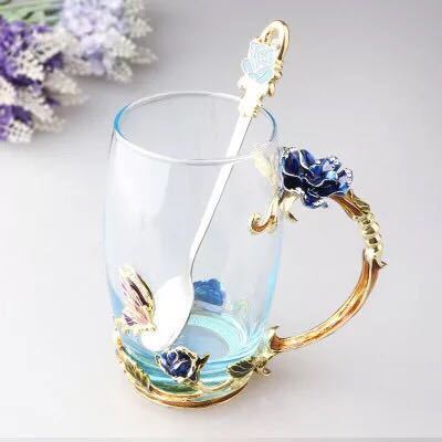薔薇 硝子製 紅茶優勝杯 2点仕掛ける食器 珈琲優勝杯