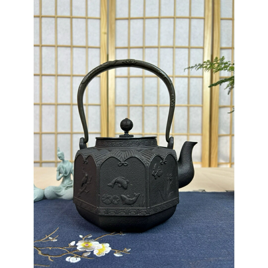 鋳鉄製鉄瓶 急須鉄瓶 手作り 老鉄瓶 やかんを沸かす 提梁鉄瓶 お茶の道具